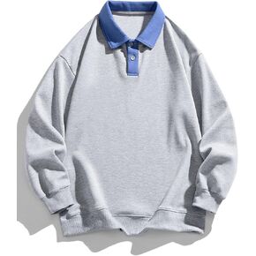 ZAFUL Men's Long Sleeve Color Spliced Polo Collar Sweatshirts Casual Lightweight Pullover Hoodies