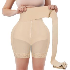 FeelinGirl Shapewear for Women Tummy Control Faja Butt Lifter Body Shaper Thigh Slimmer Shorts with Removable Waist Wrap
