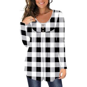 BeadChica Women's Casual Tunic Tops To Wear With Leggings Long Sleeve Henley Blouses Botton Up Shirts