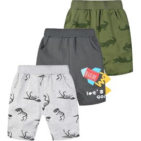 TLAENSON Toddler Boys Summer Cotton Shorts with Pocket, Baby Pull-On Casual Active Jogger Shorts 2-Pack /3-Pack in Kuwait