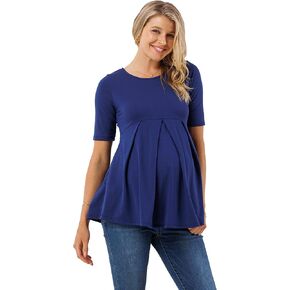 Women's Maternity top Peplum Blouse with Front Pleat for Pregnancy