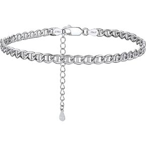 PROSILVER 925 Sterling Silver Ankle Bracelets, Stylish Chain Anklets for Women Men, Summer Beach Jewelry, 8.6-10.6 Inch Adjustable, Come Gift Box