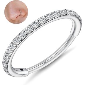 Milacolato 1Pcs G23 Titanium Nose Rings Hoops Hypoallergenic Conch Piercing Jewelry 16G 18G 20G Hinged Segment CZ Paved Clicker Rings for Septum Cartilage Daith Helix Rook Tragus Ear Lobe Earrings for Women Men 6mm/8mm/10mm