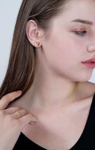 Butterfly Earrings Sterling Silver Tiny Butterfly Stud Earrings for Women Gold Minimalist Earrings Dainty Hypoallergenic Earrings for Sensitive Ears in Saudi Arabia