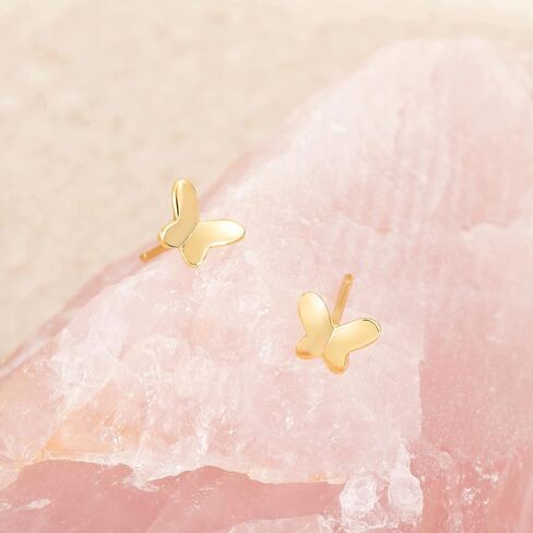 Butterfly Earrings Sterling Silver Tiny Butterfly Stud Earrings for Women Gold Minimalist Earrings Dainty Hypoallergenic Earrings for Sensitive Ears in Saudi Arabia