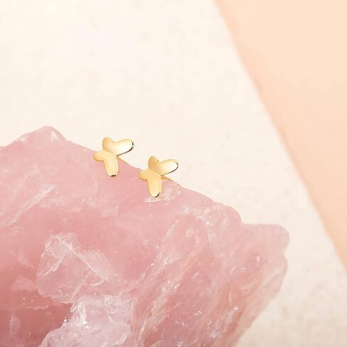 Butterfly Earrings Sterling Silver Tiny Butterfly Stud Earrings for Women Gold Minimalist Earrings Dainty Hypoallergenic Earrings for Sensitive Ears in Saudi Arabia