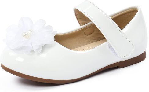 ADAMUMU Toddler Dress Shoes Flower Girl Shoes for Weeding Cute Toddler Mary Jane Shoes Lace Flore Ballet Flat for Walking, Jumping in Kuwait