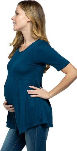 Women's Maternity top Peplum Blouse with Front Pleat for Pregnancy in Kuwait