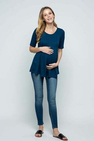 Women's Maternity top Peplum Blouse with Front Pleat for Pregnancy in Kuwait