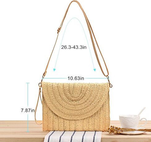 FARVALUE المرأة القش مخلب الصيف المنسوجة محفظة الكتف حقيبة كروسبودي الشاطئ القش المغلف مخلب المحفظة للنساء in Kuwait