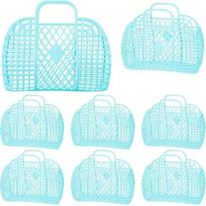 Tatuo 8 Pcs Jelly Purse Jelly Basket Bags Jelly Beach Bag Reusable Summer Child Handbags Plastic for Women Girls