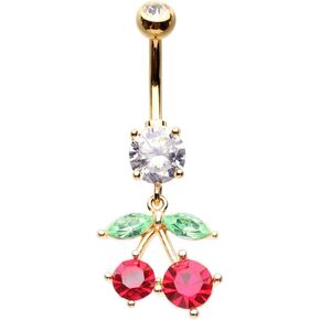Pierced Owl - 14GA Stainless Steel CZ Crystal Dangling Cherry Belly Button Ring in Saudi Arabia