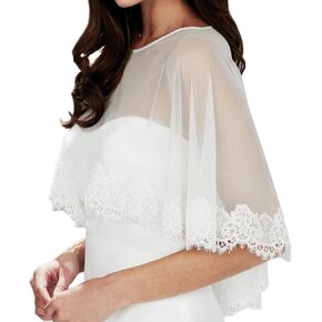 سترة زفاف نسائية من Abaowedding مطرزة بالدانتيل وشال بوليرو من التول لحفلات الزفاف للعروس in Kuwait