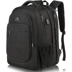 Travel Backpack for Men, Expandable Laptop Backpack with USB Charging Port, Large Anti Theft Business Computer Bag Water Resistant College School Bookbag Gift for Men Women Fit 15.6 Inch laptop, Black