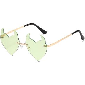 ENTHYI Devil Heart Sunglasses Rimless rave Trendy Halloween party Funny Woman/Men Glasses in Kuwait