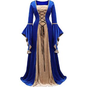Parlsdy Renaissance Costume Women Velvet Irish Dress Medieval Witch Costumes Victorian Faire Costumes in Kuwait