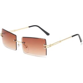Dollger Rimless Rectangle Sunglasses for Women Fashion Frameless Square Glasses for Men Ultralight UV400 Eyewear Unisex in Kuwait