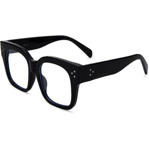 COASION Blue Light Blocking Oversized Glasses Stylish Fake Eyeglasses for Women Square Thick Frame Eyewear