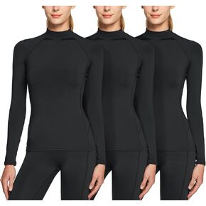 ATHLIO Women's Thermal Long Sleeve Tops, Mock Turtle Shirts, Fleece Lined Compression Base Layer in Kuwait