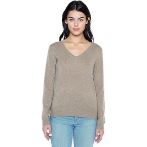 JENNIE LIU Women's 100% Pure Cashmere Long Sleeve Pullover V Neck Sweater