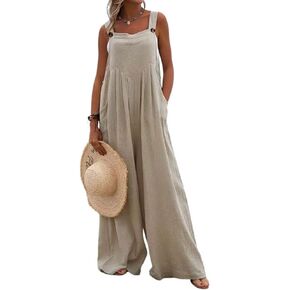 chouyatou Women's Casual Adjustable Strap Wide Leg Bib Overalls Jumpsuit with Pockets in Saudi Arabia