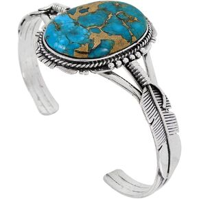 Sterling Silver 925 Bracelet with Genuine Turquoise in Saudi Arabia
