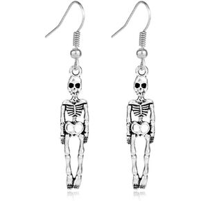 BulingVV 925 Sterling Siver Plated Vintage Human Skeleton Bones and Skull Charm Dangle Earrings in Saudi Arabia