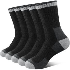 SIMIYA Merino Wool Hiking Socks for Men - 5 Pairs Thick, Warm, Thermal Winter Crew Socks for Cold Weather
