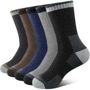 SIMIYA Merino Wool Hiking Socks for Men - 5 Pairs Thick, Warm, Thermal Winter Crew Socks for Cold Weather