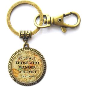 سلسلة مفاتيح بعبارة «Not All Those Who Wander are Lost»، مجوهرات انسباي، مجوهرات ملهمة، سلسلة مفاتيح مقتبسة، مجوهرات ملهمة. Y008، برونز، 2.5 سم in Kuwait