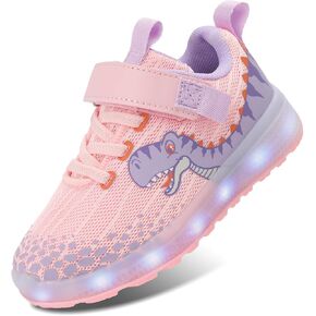 Toddler Sneakers Light Up Shoes for Boy Girl with Hook and Loop Comfortable Led Shoes Non-Slip Dinosaur Shark Shoes Little Kid