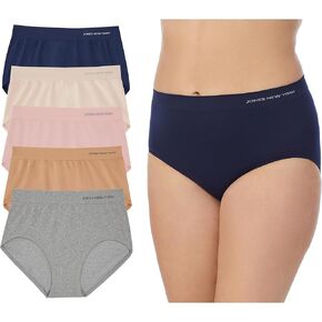 Jones New York Women's Modern Brief Full Coverage Seamless Stretch Comfort Underwear - 5 Pack Multipack