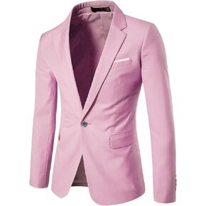 YND Men's Suit Jacket One Button Slim Fit Solid Coat Casual Blazer