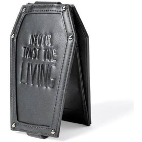 محفظة LIUDRUDN Gothic Spooky Coffin Wallet للاستخدام اليومي والهالوين، محفظة نسائية فاسق قوطية للرجال - محفظة قوطية نباتية كبيرة للملحقات والنقود والبطاقات (أسود) in Kuwait