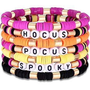 twinkle eye Happy Halloween Heishi Beaded Stackable Stretch Bracelets Set Boho Spooky Spider Hocus Pocus Polymer Clay for Woman Girls Charm Y2K Friendship Preppy Jewelry in Kuwait