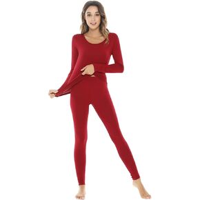 NACHILA Bamboo Thermal Underwear for Women Soft Long Johns Set Base Layer Pajamas Set Long Sleeve Pjs S-XXL