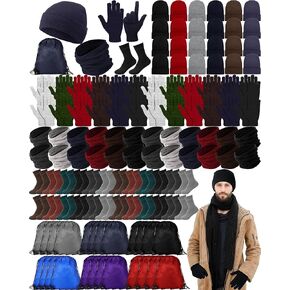 Suhine 120 Pcs Winter Beanies Hat Glove Scarf Sock Sets Unisex Knitted Cap Beanie Gloves Neck Warmer Bulk Pack Homeless Care Package in Kuwait