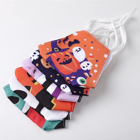 JOYIN 6 Pcs Halloween Funny Reusable Washable Face Cloth Covers for Kids & Adults, 6 Design Halloween Pattern Adjustable Elastic Ear Loop for Halloween Indoors & Outdoors Use in Saudi Arabia