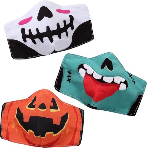 JOYIN 6 Pcs Halloween Funny Reusable Washable Face Cloth Covers for Kids & Adults, 6 Design Halloween Pattern Adjustable Elastic Ear Loop for Halloween Indoors & Outdoors Use in Saudi Arabia