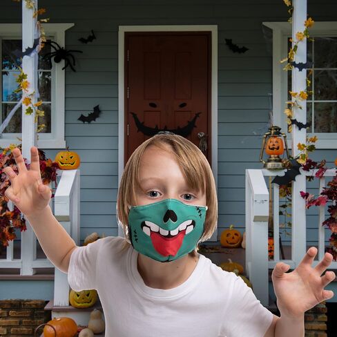 JOYIN 6 Pcs Halloween Funny Reusable Washable Face Cloth Covers for Kids & Adults, 6 Design Halloween Pattern Adjustable Elastic Ear Loop for Halloween Indoors & Outdoors Use in Saudi Arabia