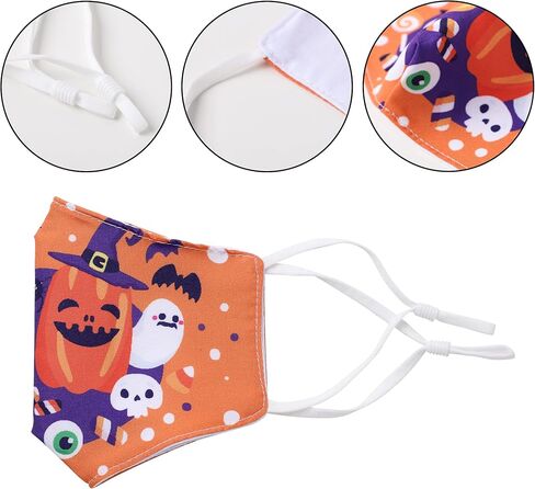 JOYIN 6 Pcs Halloween Funny Reusable Washable Face Cloth Covers for Kids & Adults, 6 Design Halloween Pattern Adjustable Elastic Ear Loop for Halloween Indoors & Outdoors Use in Saudi Arabia