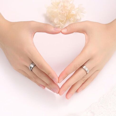 Adreamz His Queen Her King Matching Promise Rings for Couple Sets Wedding Band Laser Crown and CZ Stainless Steel Queen & King His and Hers Wedding Rings for Couples in Kuwait