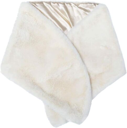 Zehope Wedding Faux Fur Shawl Wrap White Winter Stoles Scarf Bridal Evening Cape Cover Up for Bride and Bridesmaids in Saudi Arabia