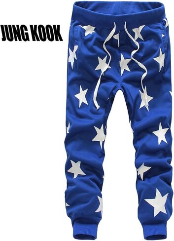 JUNG KOOK Mens Star Print Hip-hop Pants Casual Joggers Dance Baggy Sweatpants in Kuwait