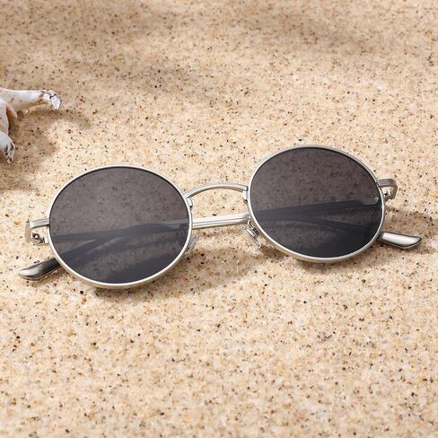 COASION Vintage Round Metal Sunglasses Small Red Halloween Glasses for Women Men in Kuwait