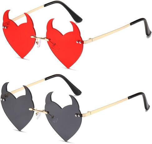 نظارات شمسية ENTHYI Devil Heart بدون إطار نظارات عصرية لحفلات الهالوين المضحكة للنساء/الرجال in Kuwait