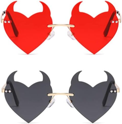 نظارات شمسية ENTHYI Devil Heart بدون إطار نظارات عصرية لحفلات الهالوين المضحكة للنساء/الرجال in Kuwait