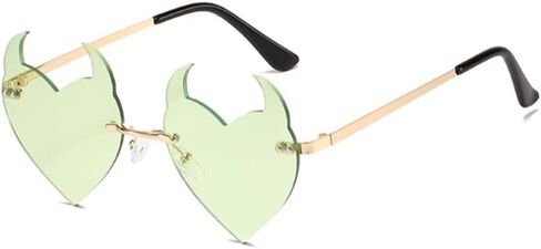 ENTHYI Devil Heart Sunglasses Rimless rave Trendy Halloween party Funny Woman/Men Glasses in Kuwait