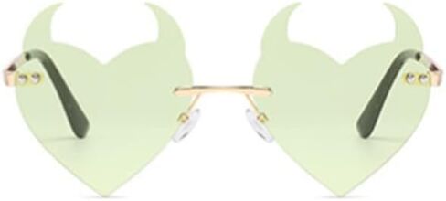 ENTHYI Devil Heart Sunglasses Rimless rave Trendy Halloween party Funny Woman/Men Glasses in Kuwait