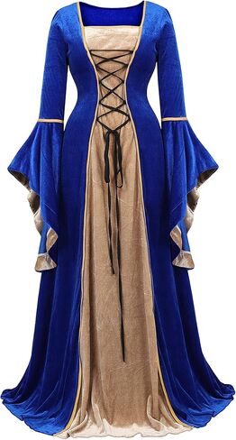 Parlsdy Renaissance Costume Women Velvet Irish Dress Medieval Witch Costumes Victorian Faire Costumes in Kuwait